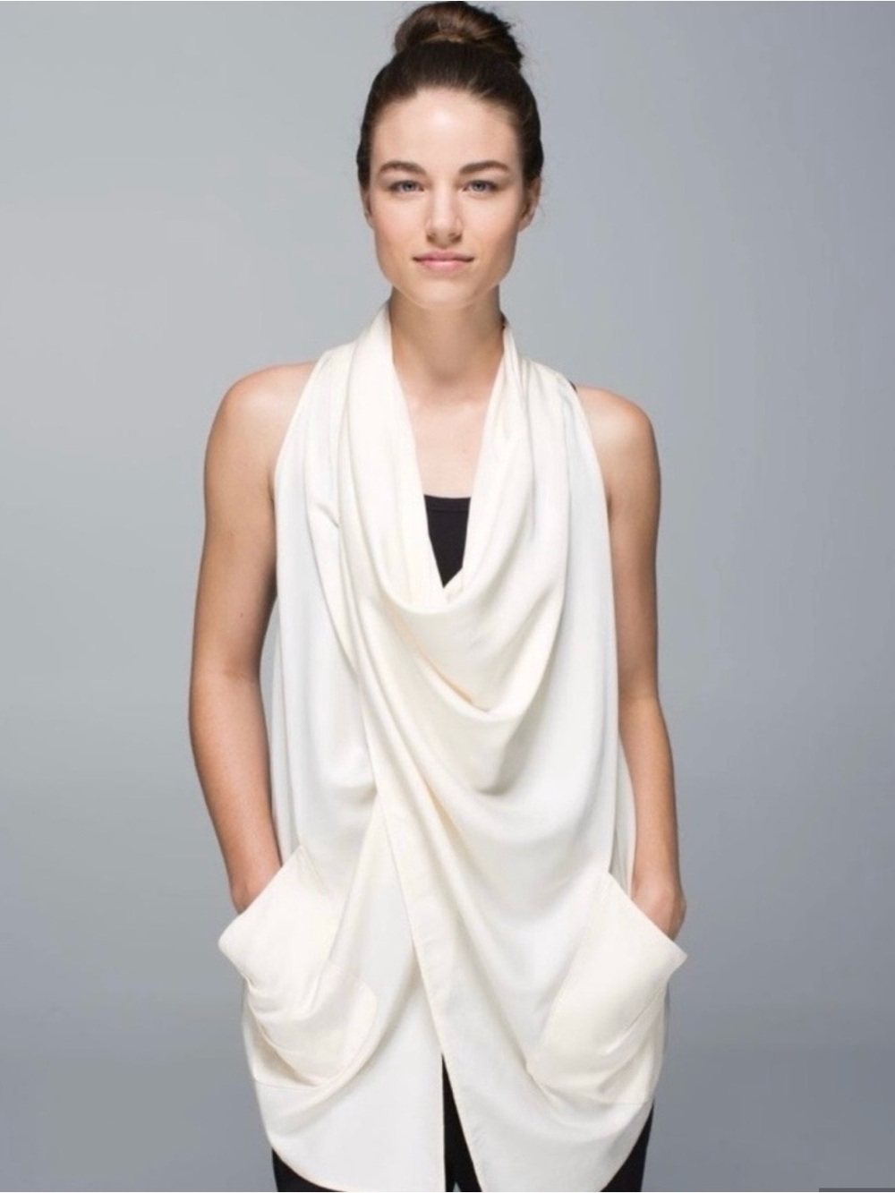 lululemon athletica Ivory Drape Front Sleeveless Vest